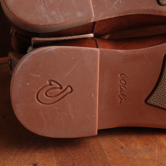 OluKai Boots WMS SZ 7 Brown Kaupili Short Leather Zip Ankle Southwest Casual NWT - Picture 12 of 16